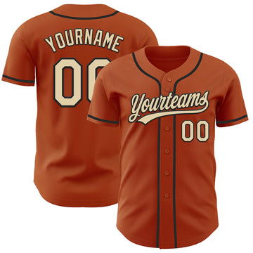 Custom Texas Orange Cream-Black Authentic Baseball Jersey