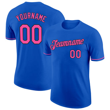 Custom Thunder Blue Pink-Black Performance T-Shirt