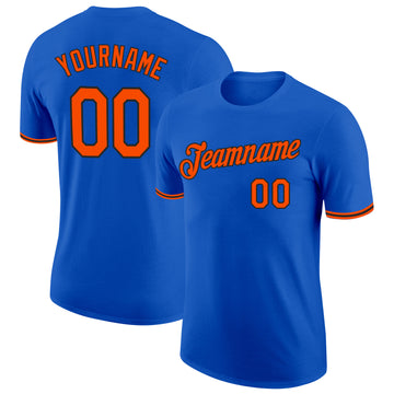 Custom Thunder Blue Orange-Black Performance T-Shirt