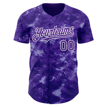 Custom Tie Dye Purple-White 3D Authentic Baseball Jersey