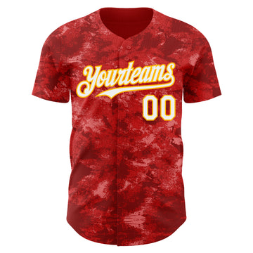 Custom Tie Dye White-Gold 3D Authentic Baseball Jersey
