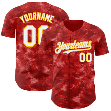 Custom Tie Dye White-Gold 3D Authentic Baseball Jersey