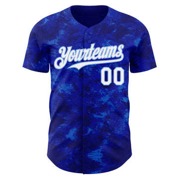 Custom Tie Dye White-Light Blue 3D Authentic Baseball Jersey