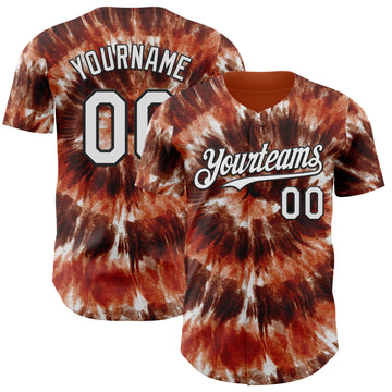 Custom Tie Dye White-Black Shibori Pattern Authentic Baseball Jersey