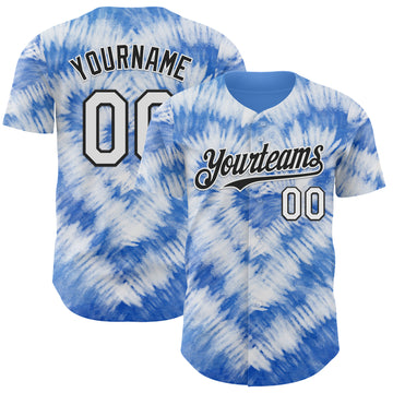 Custom Tie Dye White-Black Shibori Pattern Authentic Baseball Jersey