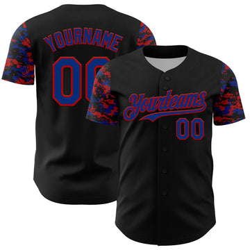 Custom Black Royal-Red Digital Camo Two Tone Authentic Baseball Jersey