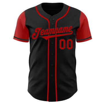 Custom Black Red Two Tone Authentic Baseball Jersey