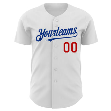 Custom White Red-Royal Authentic Baseball Jersey