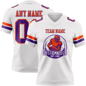 Custom White Purple-Orange Authentic Football Jersey