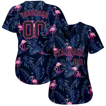 Custom 3D Pattern Design Flamingo Authentic Baseball Jersey