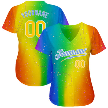 Custom Rainbow For Pride Month Love Is Love LGBT Authentic Baseball Jersey