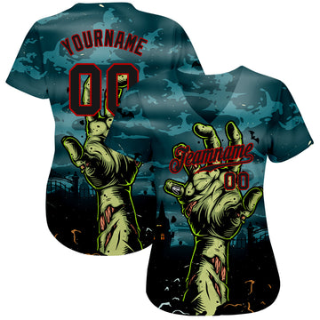 Custom 3D Pattern Halloween Horror Night Trick Treat Authentic Baseball Jersey