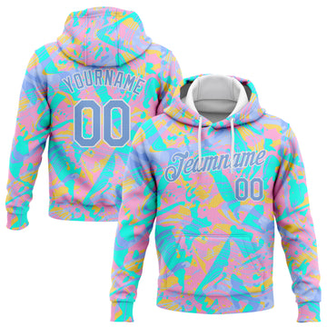 Custom Stitched Pink Light Blue-White 3D Pattern Design Gradient Abstract Sports Pullover Sweatshirt Hoodie