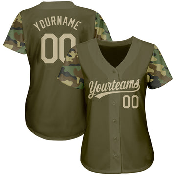 Custom Olive Vegas Gold Digital Camo Two Tone Authentic Baseball Jersey