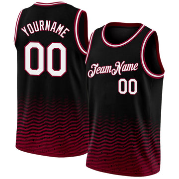 Custom Black White-Maroon Fade Fashion Authentic City Edition Basketball Jersey