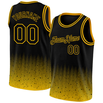 Custom Black Gold Fade Fashion Authentic City Edition Basketball Jersey