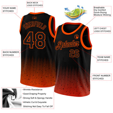 Custom Black Orange Fade Fashion Authentic City Edition Basketball Jersey