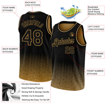 Custom Black Old Gold Fade Fashion Authentic City Edition Basketball Jersey