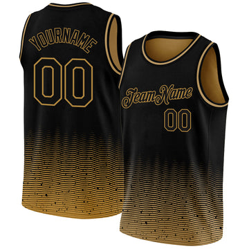Custom Black Old Gold Fade Fashion Authentic City Edition Basketball Jersey