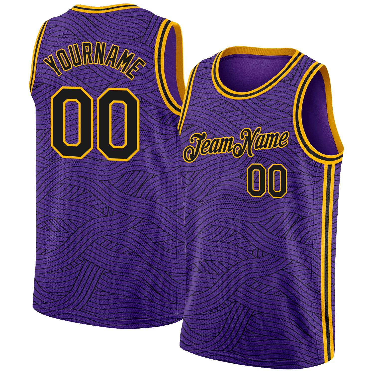 Custom Purple Black-Gold Authentic City Edition Basketball