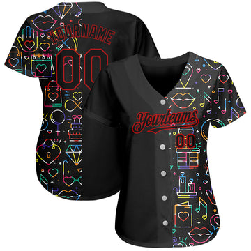 Custom Rainbow For Pride Month Love Is Love LGBT 3D Authentic Baseball Jersey