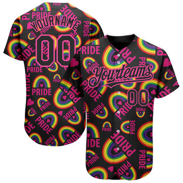 Custom Rainbow For Pride Month Love Is Love LGBT 3D Authentic Baseball Jersey