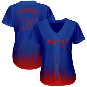 Custom Royal Red 3D Philadelphia City Edition Fade Fashion Authentic Baseball Jersey