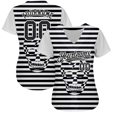 Custom White Black 3D Skull Fashion Authentic Baseball Jersey