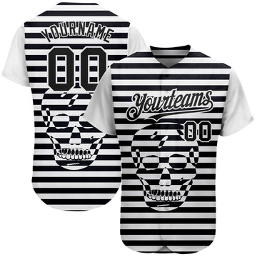 Custom White Black 3D Skull Fashion Authentic Baseball Jersey