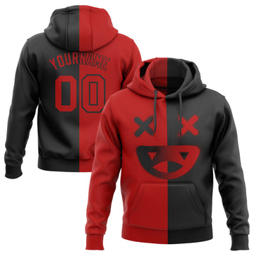 Custom Stitched Black Red 3D Skull Fashion Sports Pullover Sweatshirt Hoodie