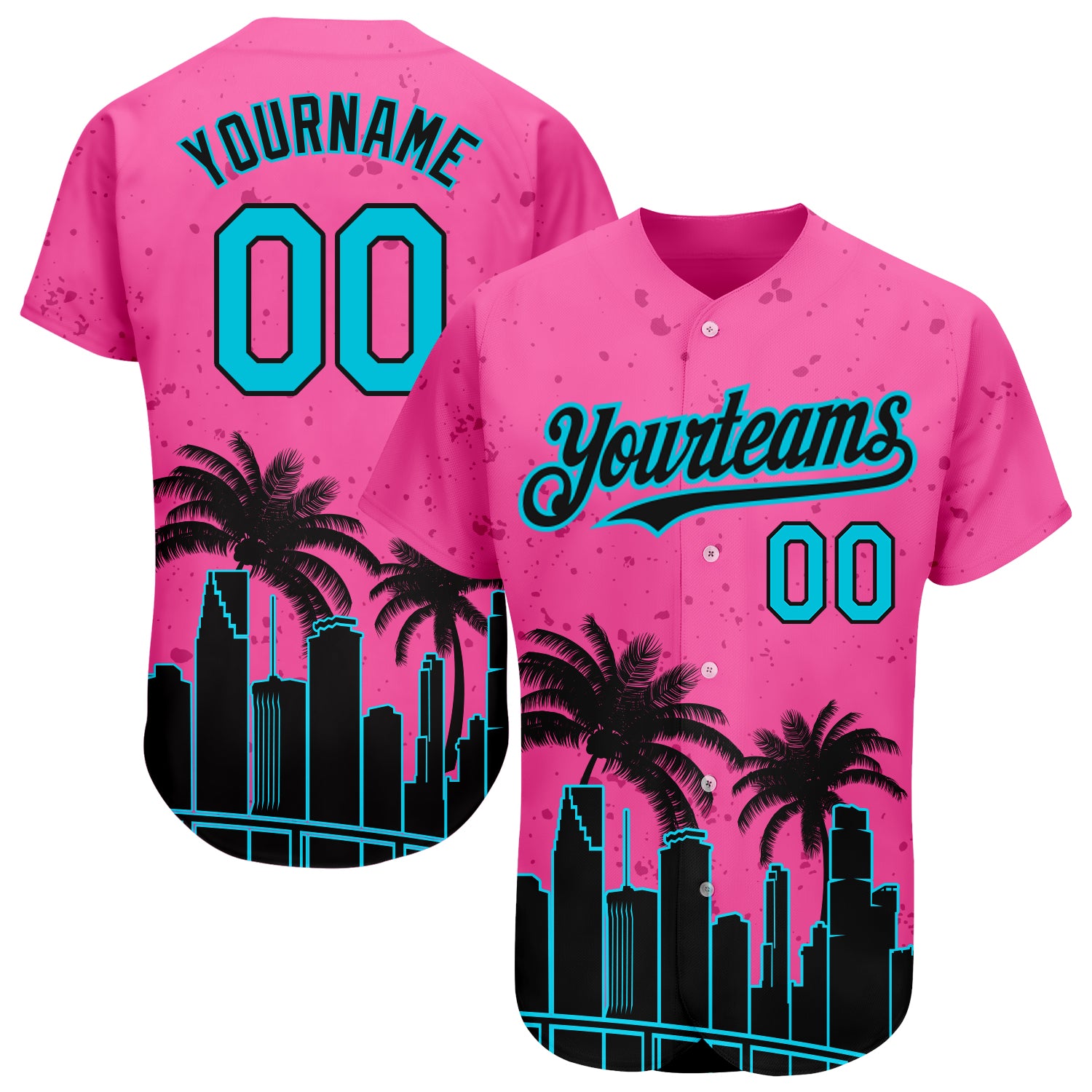 Custom Pink Lakes Blue-Black 3D Miami Palm Trees City Edition Authentic Baseball  Jersey Discount
