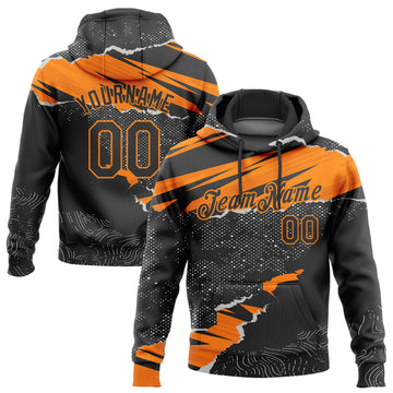 Custom Stitched Black Bay Orange 3D Pattern Design Torn Paper Style Sports Pullover Sweatshirt Hoodie