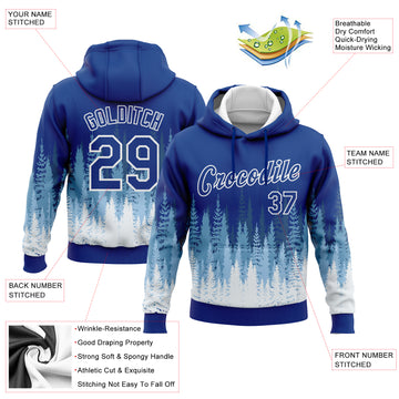 Custom Stitched Royal White Christmas Tree 3D Sports Pullover Sweatshirt Hoodie