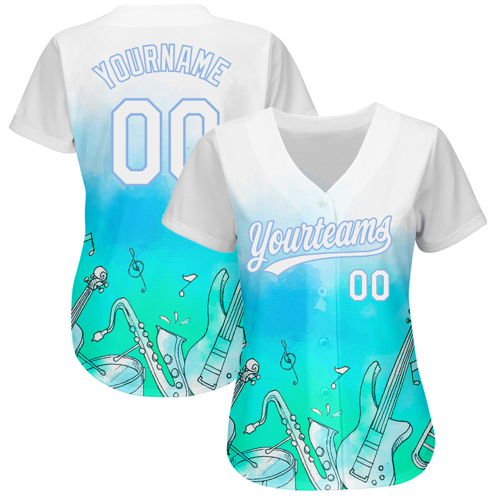 Custom White Light Blue 3D Pattern Design Music Festival Musical