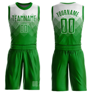 Custom White Grass Green Round Neck Sublimation Basketball Suit Jersey