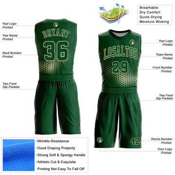 Custom Green Cream Round Neck Sublimation Basketball Suit Jersey