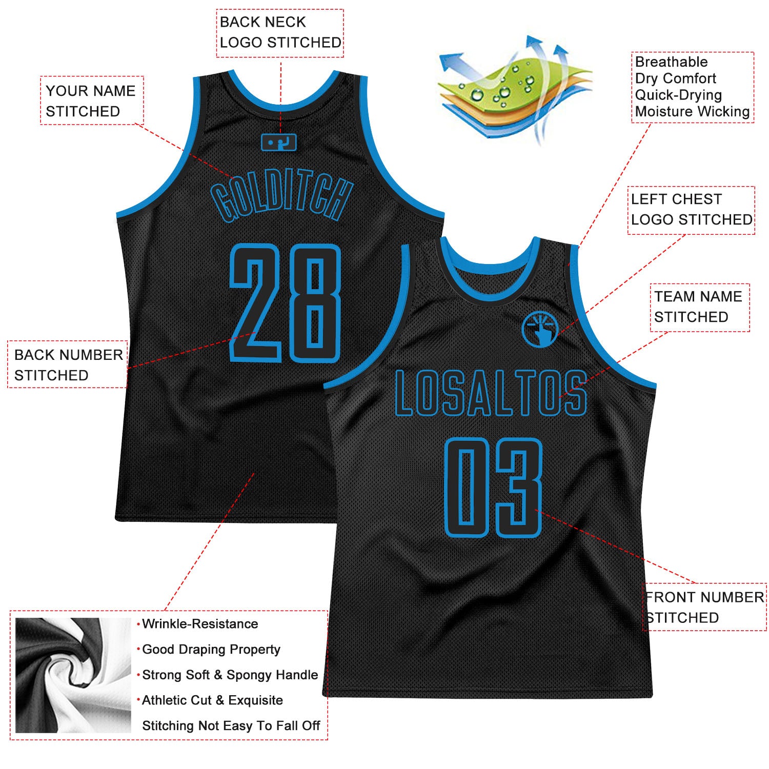black and blue jersey design