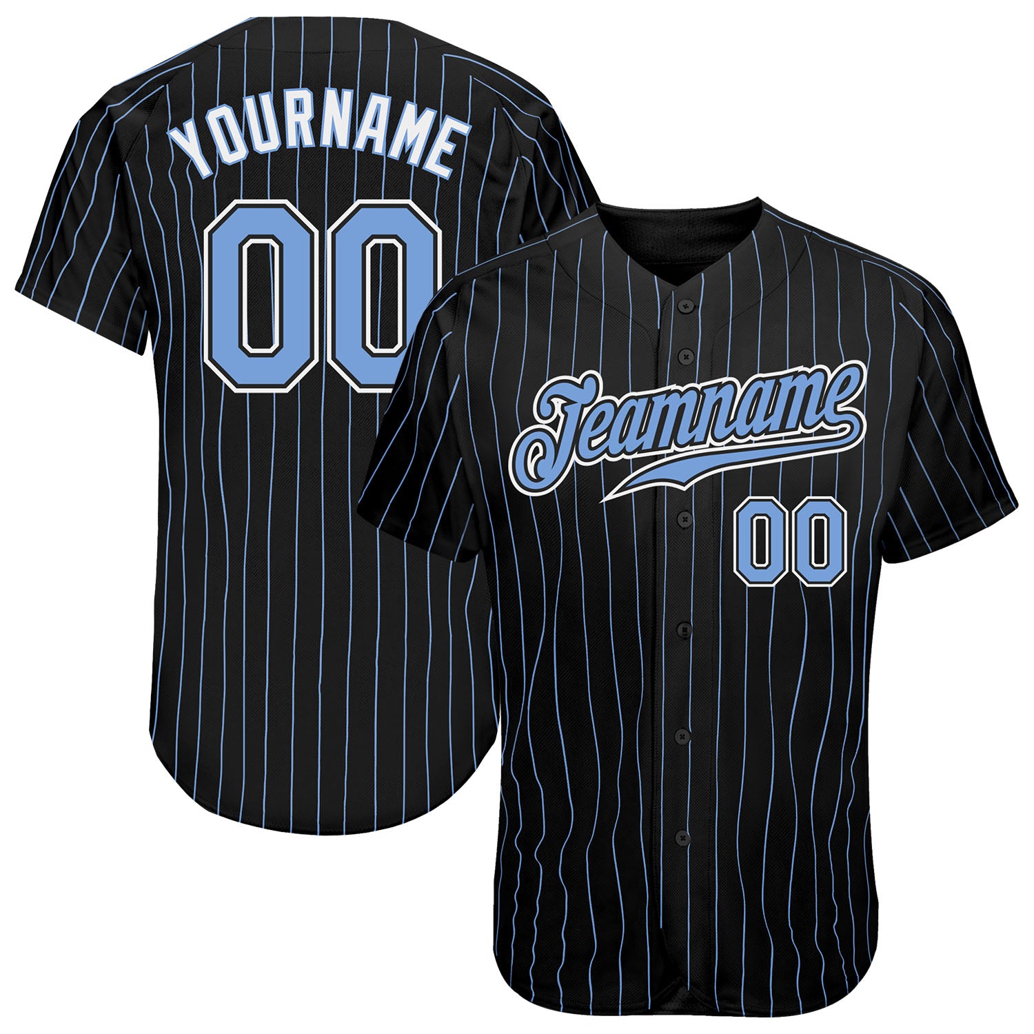 Custom Black Light Blue Strip Light Blue-White Authentic Baseball Jersey  Discount