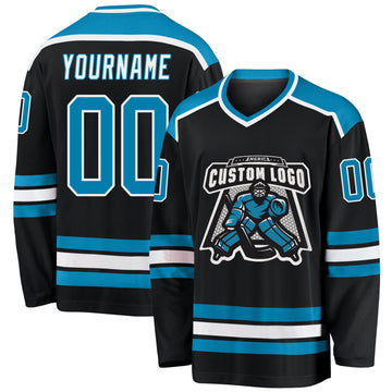 Custom Black Panther Blue-White Hockey Jersey