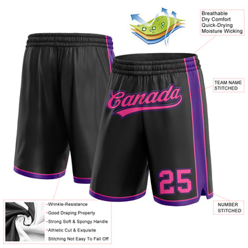 Custom Black Pink-Purple Authentic Basketball Shorts