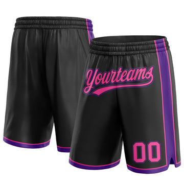 Custom Black Pink-Purple Authentic Basketball Shorts