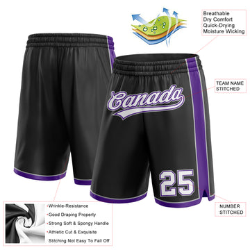 Custom Black White Purple-Gray Authentic Basketball Shorts