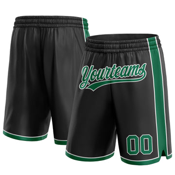 Custom Black Kelly Green-White Authentic Basketball Shorts