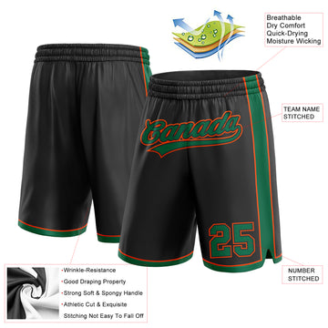 Custom Black Kelly Green-Orange Authentic Basketball Shorts