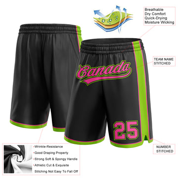 Custom Black Pink-Neon Green Authentic Basketball Shorts