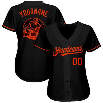 Custom Black Orange Authentic Baseball Jersey