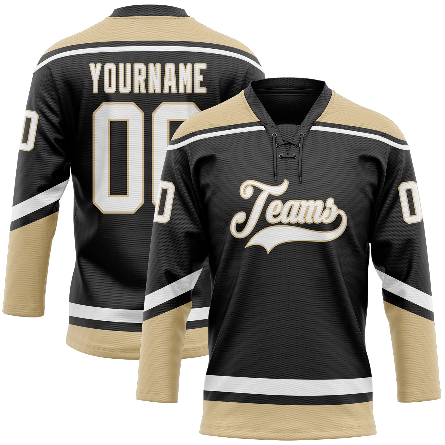 Cheap Custom Light Blue Old Gold-Black Hockey Lace Neck Jersey Free  Shipping – CustomJerseysPro