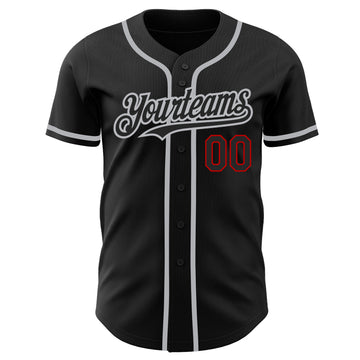 Custom Black Red-Gray Authentic Baseball Jersey