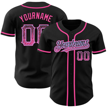 Custom Black Pink-Light Blue Authentic Drift Fashion Baseball Jersey