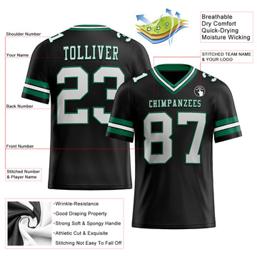 Custom Black White-Kelly Green Mesh Authentic Football Jersey